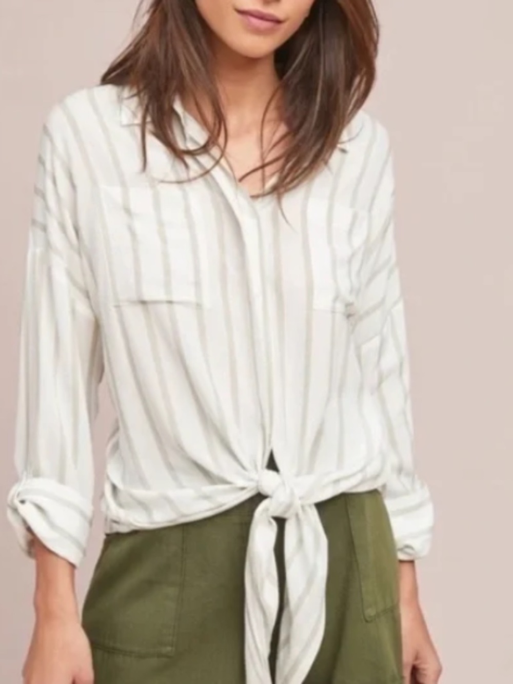 Maeve Button Down Tie Front Top